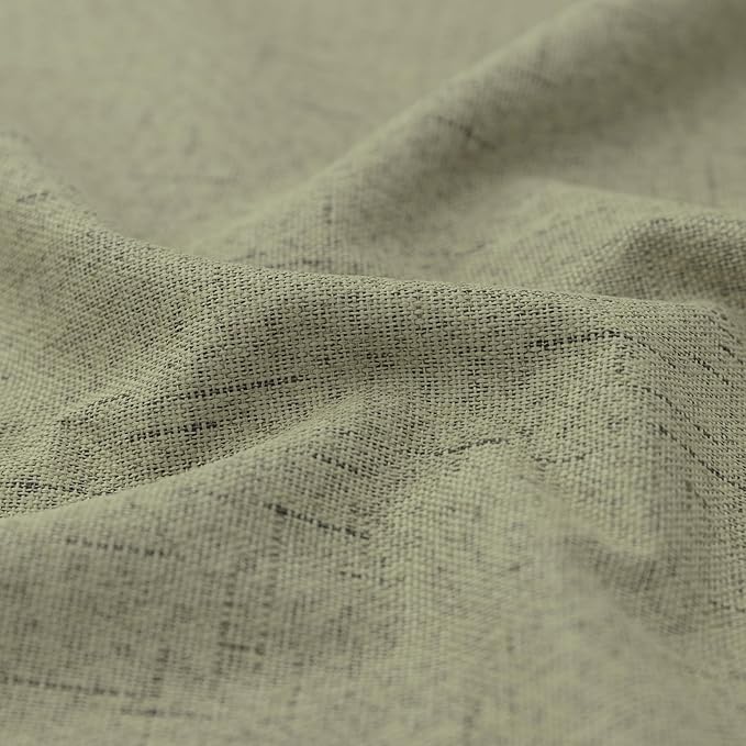 KOUFALL 52x72 Inches Long Sage Green Back Tab Linen Blackout Curtains