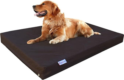 Dogbed4less XL Orthopedic Gel Cooling Memory Foam Dog Bed for Large Pet, Waterproof Liner and 1680 Nylon Brown External Cover, 47X29X4 Inches (Fit 48X30 Crate)
