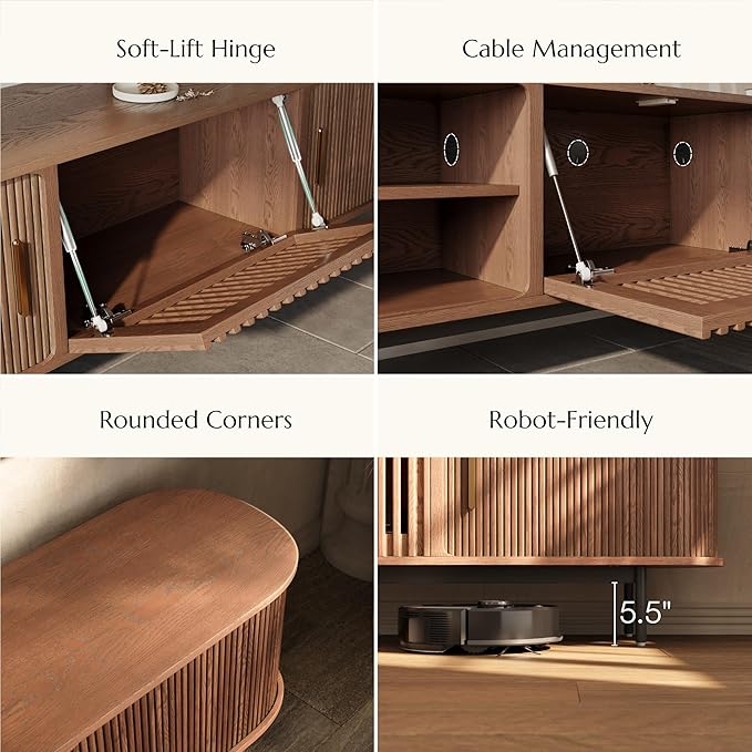 POVISON Fully-Assembled Mid Century Modern TV Stand