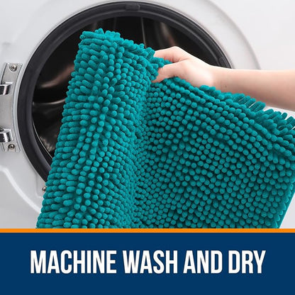 OLANLY Bathroom Rugs 30x20, Extra Soft Absorbent Chenille Bath Rugs, Rubber Backing Quick Dry, Machine Washable Bath Mats for Bathroom Floor, Tub and Shower, Home Decor Accessories, Deep Lake