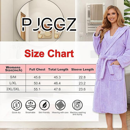 PJGGZ Hooded Bathrobes for Women, Soft Long Towel Robes for Women - Quick Dry yet Warm