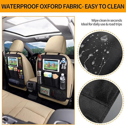 AZY 2pcs Car Organizer Set – Waterproof Oxford Backseat Storage Bag & PU Leather Visor Organizer, Multi-Pocket Seat Back Organizer for Travel, Road Trips & Daily Use