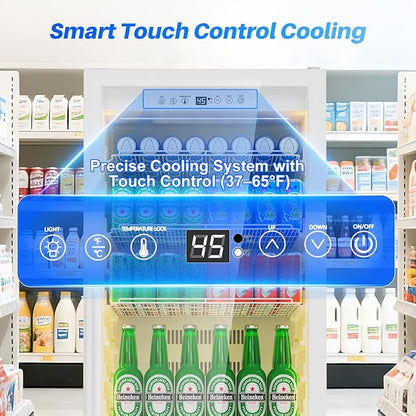 Commercial Display Beverage Fridge: 13.8 Cu Ft Upright Cooler