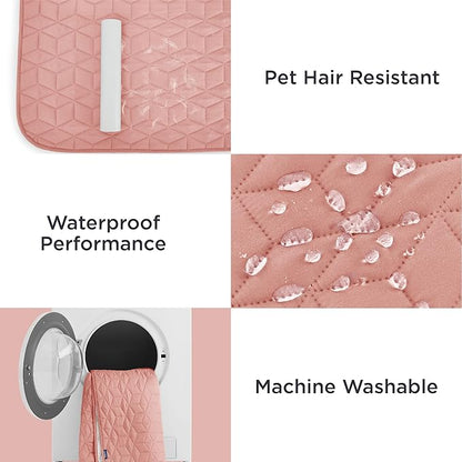 Bedsure 100% Waterproof Couch Cover for Dogs Washable - Non Slip Waterproof Blanket Large for Bed Sofa, Lightweight Furniture Protector Durable for Pet Cat Puppy with Non-Slip Bottom, Pink, 52x82IN