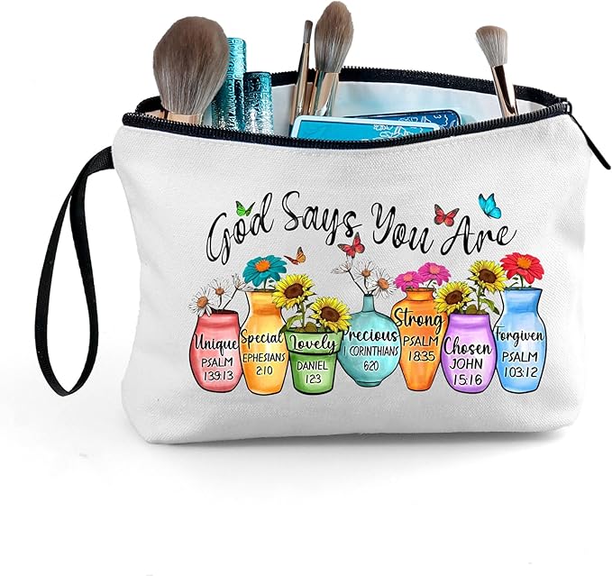 Christian Gifts for Women,God Says You Are Cosmetic Bag,Bible Study Supplies,Bible Accessories Women,Makeup Bag for Purse,Inspirational Gifts for Women,Womens Christmas Gifts,Faith Based Gifts