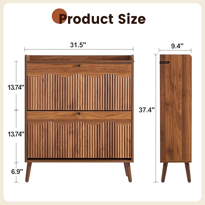 BERRYMERRY 31.5” Fluted Shoe Storage Cabinet