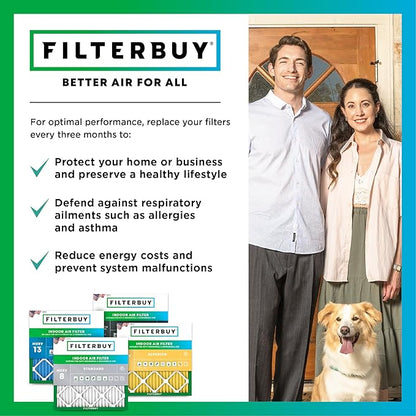 Filterbuy 10x18x4 Air Filter MERV 8 Essential Dust & Allergy Defense,
