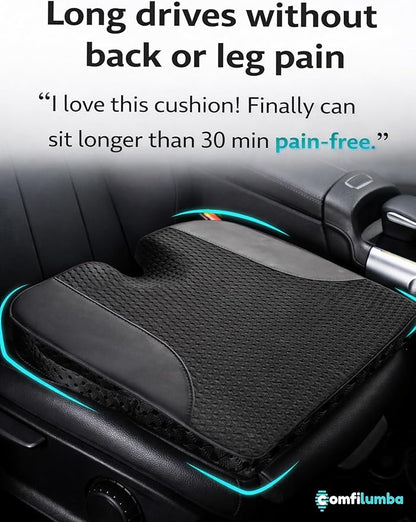 Car Seat Cushion, Extra Large Wedge Car Seat Cushion for Driving, Better Visibility, Pressure Relief Memory Foam for Sciatica & Tailbone Pain Relief, (Black Mesh)