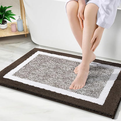 OLANLY Bathroom Rugs 30x20, Extra Soft and Absorbent Microfiber Bath Mat, Non-Slip, Machine Washable, Quick Dry Shaggy Bath Carpet, Suitable for Bathroom Floor, Tub, Shower (Medium, Brown)