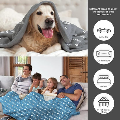 GlisterGlow Personalized Dog Blanket, Customized Pet Blankets with Name Picture, Throw Blanket for Small Medium Large Dog Puppy Cat