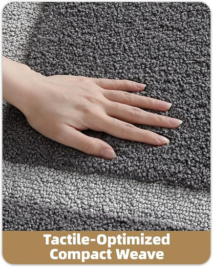 Color&Geometry Bathroom Rugs, Water Absorbent and Quick Dry Microfiber Bath Rugs-24"x36", Non-Slip, Machine Washable, Extra Soft Plush Bath Mats for Bathroom, Laundry Room, Dark and Light Grey