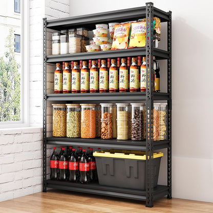 48" W Garage Shelving Heavy Duty，3000LBS Loads Metal Shelving Units and Storage,5-Tier Garage Storage Shelves Heavy Duty, Industrial Utility Shelves,48”W x 24”D x 78”H(Black)