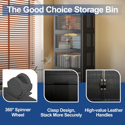 SAILUN 109Gal/434Qt Stackable Storage Bins Folding Collapsible Storage Bins with Lid, Closet Organizers and Storage