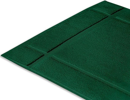 Ample Decor 100% Cotton Bath Mats 24 x 17 Inches, Quick Dry, 1350 GSM Banded Border Shower Bathroom Floor Mat, Not Bathroom Rug - Green, 2 Pack