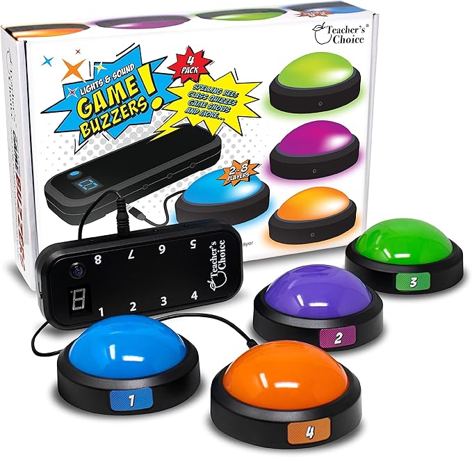 Teacher's Choice Light Up Game Buzzer System, Displays The Winning Player Loud