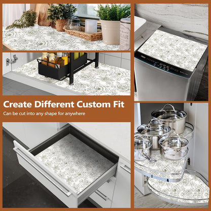 Shelf Drawer Liner for Kitchen Cabinets Non Adhesive, Slip Resistant Strong Grip Thickened Cabinet Liners for Shelves, Non Slip Plastic Shelving Paper for Cupboard, Dresser, Pantry(Rose, 11.8" x 20FT)