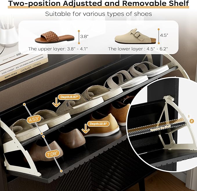 Shoe Cabinet Storage, Farmhouse Freestanding Organizer