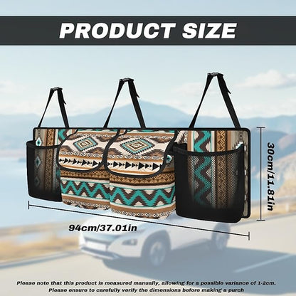 CLOHOMIN Aztec Southwest Gemoetric Car Trunk Organizer Back Seat Hanging Large Storage with 4 Pockets Collapsible Cargo Storage Bag for SUV, Truck, Auto