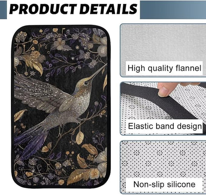 Hummingbird Flower Console Cover Armrest Pad Soft Car Armrest Cushion Anti-Slip Washable Car Center Console Lid Cover Accessories Fit Sedans,Cars,Vans,SUV,Truck