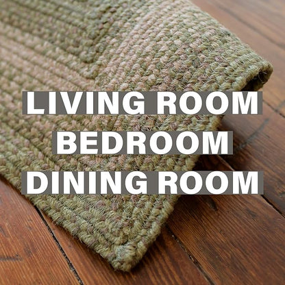 Homespice Grassland Green Oval Rugs 6x9' – Rustic Jute Oval Area Rugs for Bedroom and Living Room for Country Decor