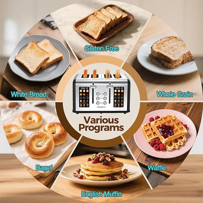 4 Slice Touch Screen Toaster, Easy-to-Use Digital Stainless Steel Toaster