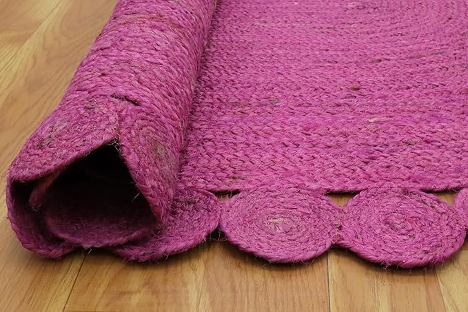 Oval Rug 6x9 Area Rug Kilim Rug Pink Solid Design 0.27 inches ThickIndoor Outdoor Rug Flatweave Rug High Traffic Area Lake House Bedroom Dining Room Living Room