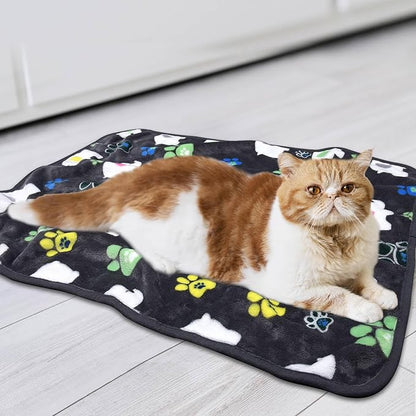 Rezutan 1 Pack 3 Dog Blanket for Large Dogs,41x31 inch for Medium Soft Fluffy Washable Pet Cat Blankets,Reversible Elephant & Paw Print for Dog Kennels & Beds, Sofas, Grey