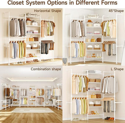 ONBRILL H3 Wall Mounted Closet System, Expandable Industrial Pipe Clothes Rack