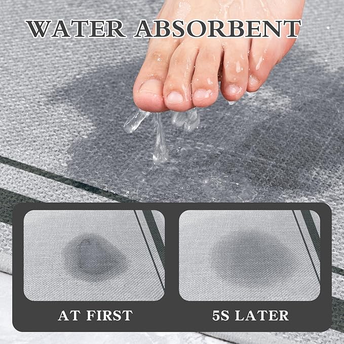 chakme Bathroom Rugs Mat 24x17, Ultra Thin Non Slip Bath Mat Small Quick Dry Absorbent Bath Mat for Bathroom, (Light Grey, 24"x17")