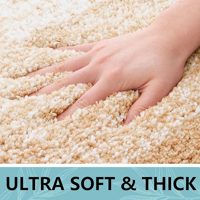 Arotive Microfiber Bathroom Rugs, Shaggy Soft and Absorbent Bath Rug, Non-Slip, Thick Plush Machine Washable Dry Bath Mats for Bathroom, Tub and Shower, 45x27, Beige, Rectangular