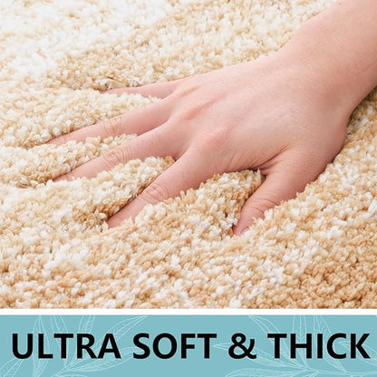Arotive Microfiber Bathroom Rugs, Shaggy Soft and Absorbent Bath Rug, Non-Slip, Thick Plush Machine Washable Dry Bath Mats for Bathroom, Tub and Shower, 45x27, Beige, Rectangular