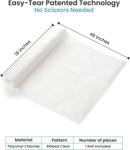 Con-Tact Brand Non-Adhesive Zip-N-Fit Drawer Liner, Solid Grip And Non-Slip Shelf Liner, Suitable To Use In Home, Office, Garage, And More, 18" x 4', Ribbed Clear, Pack of 1