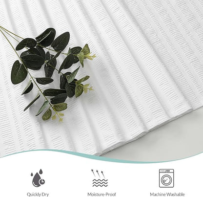 Aiyufeng Moga White Extra Long Shower Curtain 72 x 84, 3D Embossed Textured Fabric Shower Curtain for Bathroom, Water Repellent, Machine Washable, White
