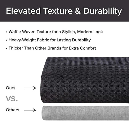 Madison Park Shower Curtain Waffle Weave, Vibrant Dyed, Waffle Shower Curtain 3M Scotchgard Moisture Management, Farmhouse Long Shower Curtains for Bathroom, Long: 72x78 Black