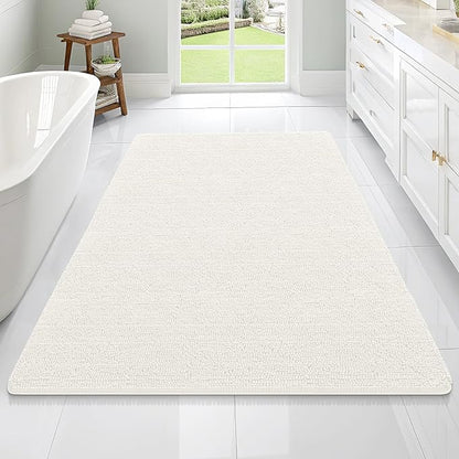OLANLY Bathroom Rugs 70x46, Extra Soft Absorbent Chenille Bath Rugs, Rubber Backing Quick Dry, Machine Washable Bath Mats for Bathroom Floor, Tub and Shower, Home Decor Accessories, Ivory