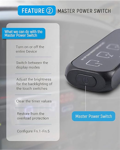 RS-21S 3-way Car Cigarette Lighter Splitter/Adapter/Charger + 2 USB 3.4Amp, with Remote Touch Sensor Switch