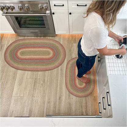 Azalea Oval Braided Rugs 20x30 - Vibrant Multicolored Rug for Kitchen & Entryways, Durable and Low Maintenance No-Shed Jute