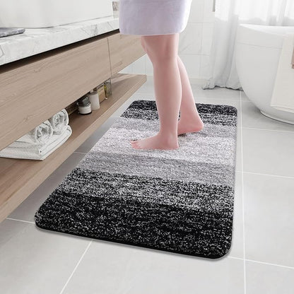 Arotive Microfiber Bathroom Rugs, Shaggy Soft and Absorbent Bath Rug, Non-Slip, Thick Plush Machine Washable Dry Bath Mats for Bathroom, Tub and Shower, 44x24, Black, Rectangular
