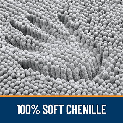 OLANLY Bathroom Rugs 70x24, Extra Soft Absorbent Chenille Bath Rugs, Rubber Backing Quick Dry, Machine Washable Bath Mats for Bathroom Floor, Tub and Shower, Home Decor Accessories, Light Grey