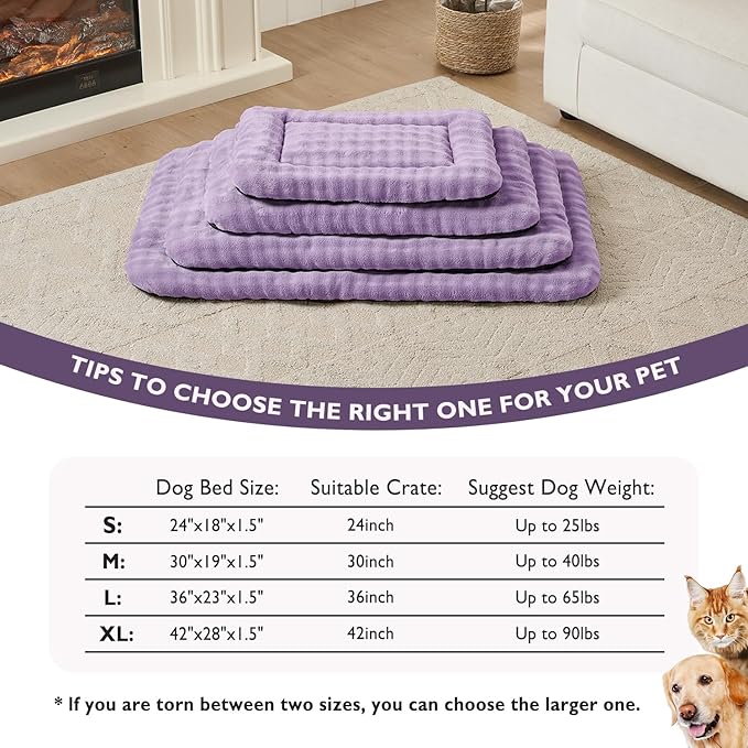 Yaning Dog Bed Mat Crate Pad for Large Dogs, Washable Soft Pet Sleeping Mat Kennel Pad with 3D Bubble Pattern, Dusty Purple, 42"x 28"