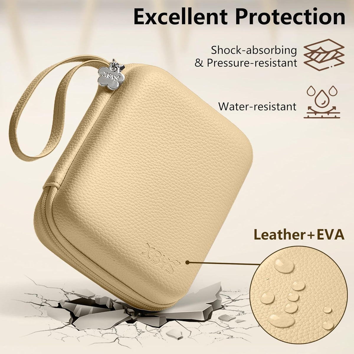 Charger Case for Macbook, Portable Tech Electronic Organizer Bag,Travel Storage Pouch for Laptop Accessories, MacBook Power Adapter, Charging Cords, USB Drives, Power Bank (Light Khaki, L)