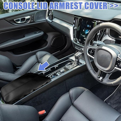 X AUTOHAUX Car Center Console Armrest Cover for Cadillac XTS 2013-2019 Faux Leather Interior Arm Rest Cover Elbow Cushion Pad Black
