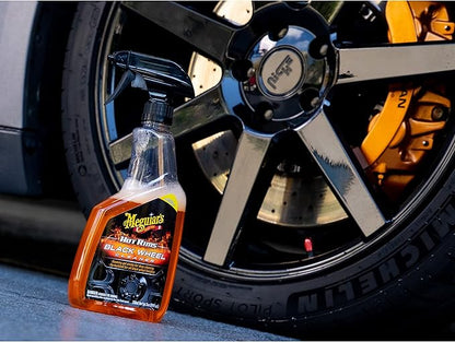 Meguiar's Hot Rims Black Wheel Cleaner, Deep Foaming Gel Specially Formulated to Effectively Clean Matte, Gloss, Satin, and Chrome Black Wheels, 24 Oz Spray Bottle