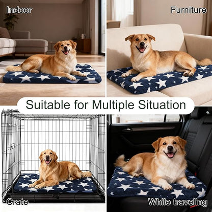 WITTOP Washable Dog Bed Plush Orthopedic Outdoor Crate Mat with Non-Slip Bottom,Luxe Soft Kennel Pad for Pets, Cozy Cage Cushion & Pet Sleeping Mattress Large Sized,Medium,Small Dogs,36 x 24 inch,Blue