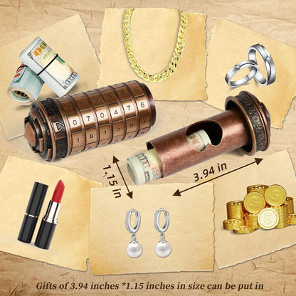 Da Vinci Code Numeric Cryptex Money Puzzle Box for Cash Gift, Jewelry Box with Hidden Compartment, Unique Puzzle Gift for Adults Brain Teaser Valentine’s Day Wedding & Anniversary Present