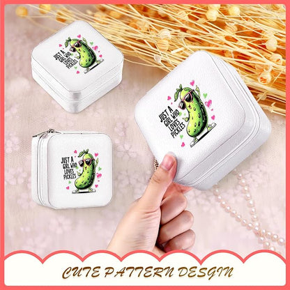 Pickle Jewelry Box, Gifts For Kids Teens Girls, Pickle Lovers Stuff Items Accessories Things Merchandise Decor Merch, Travel Ring Earrings Necklace Organizer Holder!