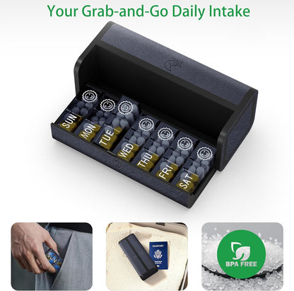 Weekly Pill Organizer 2 Times a Day, 7-Day Large Travel Pill Box 7 Day, Am Pm Twice Daily Pill Case with Removable Compartments, Weekly Vitamin Container for Medicine Supplement (Silver)