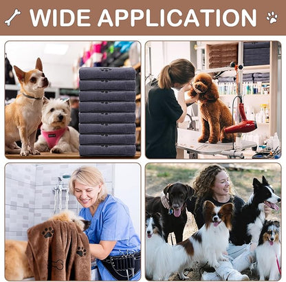 Chumia 8 Pcs Dog Towels for Drying Dogs Cats Pet Towels Bulk Puppy Microfiber Quick Drying Paw Bath Bathing Supplies Absorbent for Medium Pets(Brown, Gray,40 x 24 Inch)