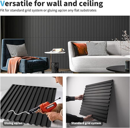 Art3d Slat Wall Panel, 3D Fluted Textured Panel 12-Tile 19.7 x 19.7in.