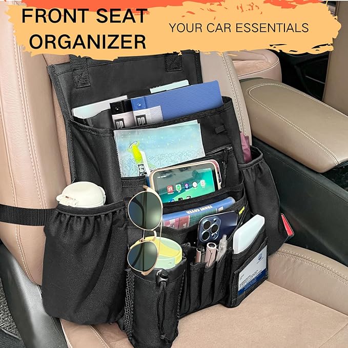 Car Seat Organizer- Multi-Compartment Passenger Seat Organizer, Universal Fit for Front & Back Seats, Ideal for Law Enforcement and Truck Seat Storage, Compatible with Cars, Trucks, and Vans